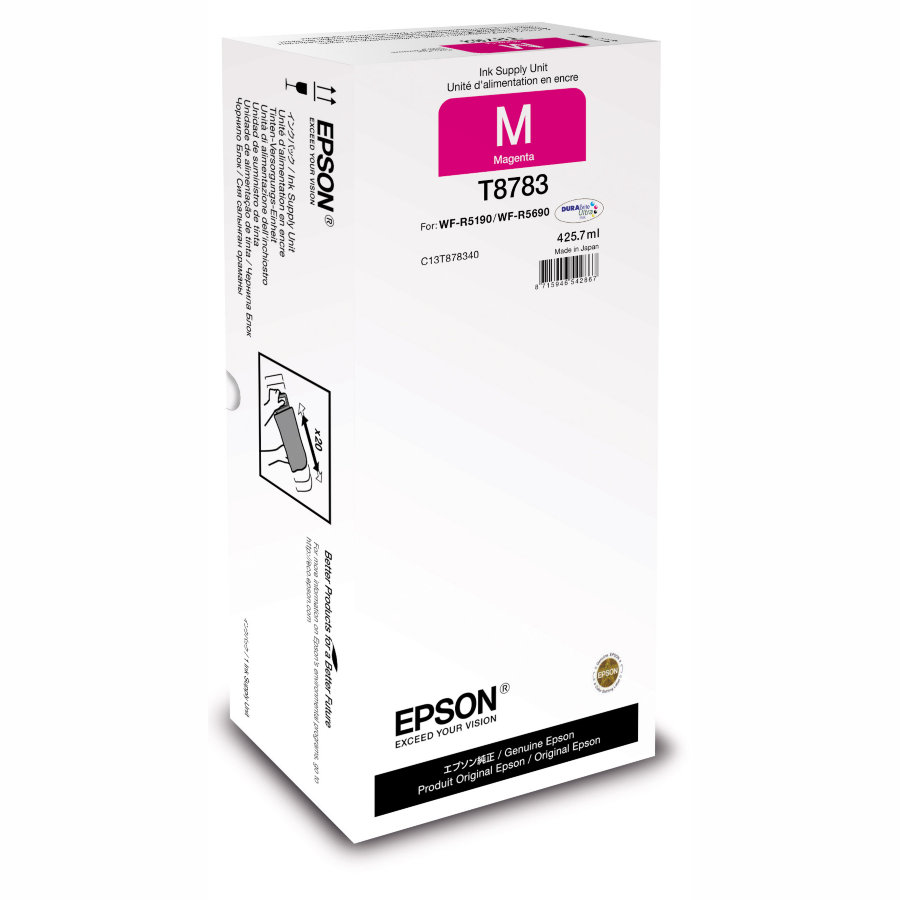 T8783 Контейнер с пурпурными чернилами EPSON для WF-R5190DTW / WF-R5690DTWF (повышенной емкости, ресурс 50000 страниц)