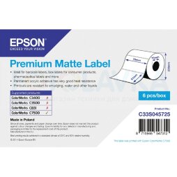 45725 Этикетки EPSON Premium Matte Label (самоклеящийся рулон, с вырубкой: 76мм x 51мм, 2310 этикеток)