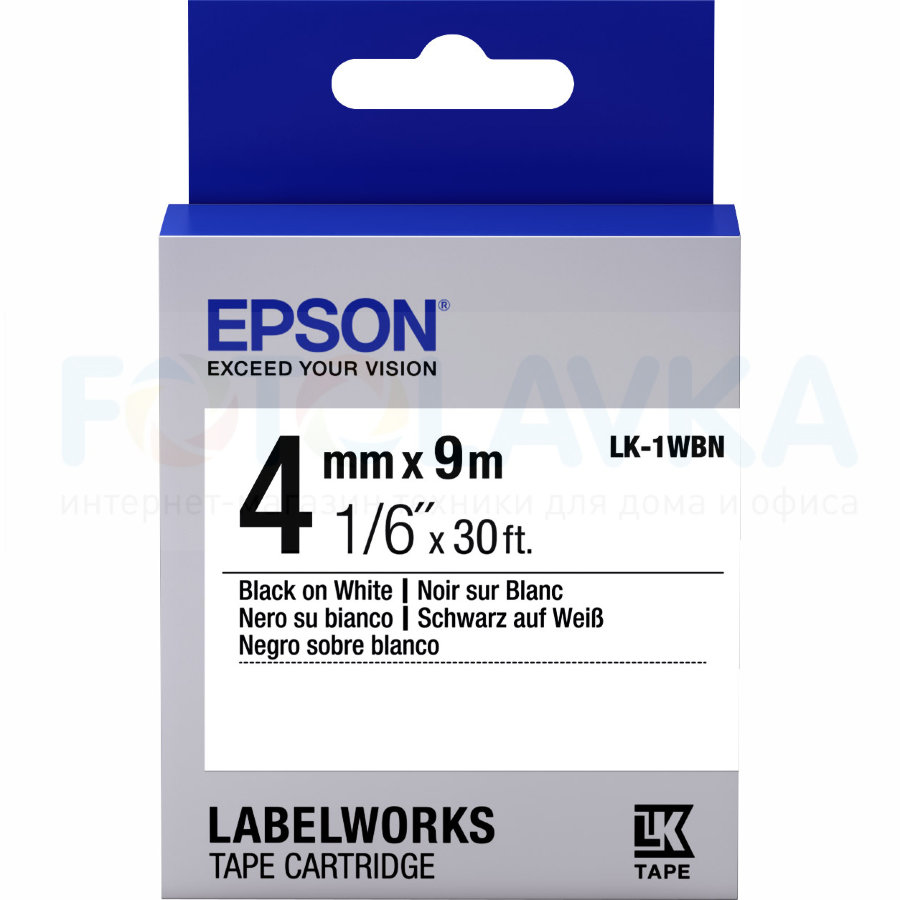 651001 Картридж EPSON с лентой LK-1WBN (лента стандартная черн./Бел. 4/9)