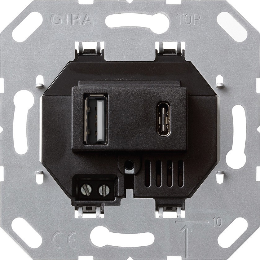 236900 GIRA механизм USB-розетки для подзарядки (тип A / тип С) цвет: Антрацит