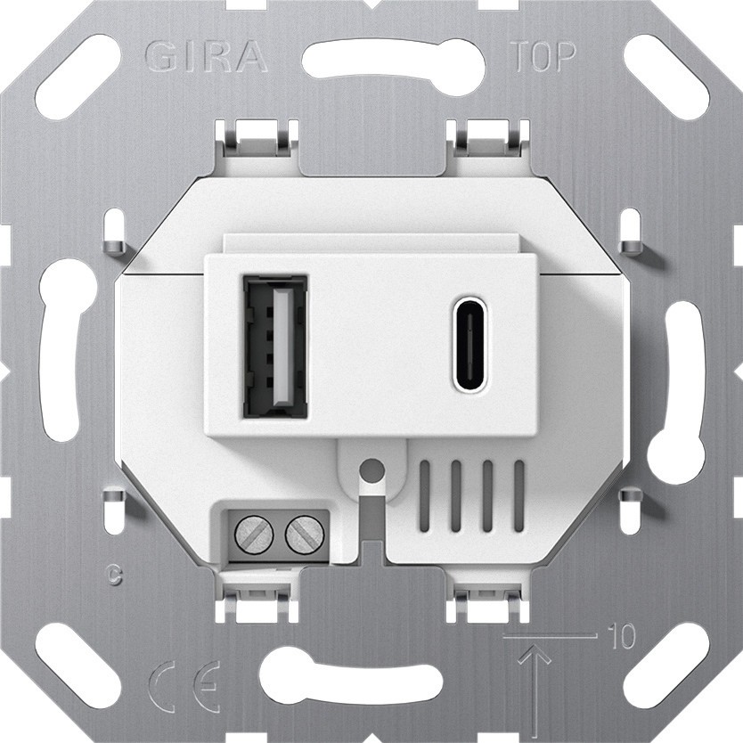 234900 GIRA механизм USB-розетки для подзарядки (тип A / тип С) цвет Белый